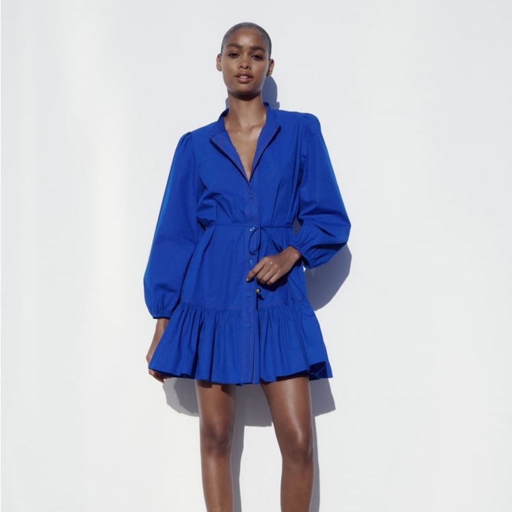 NWT ZARA ROTAL BLUE DRESS SZ  XS